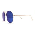 thumbnail image 3 of Retro Avant Garde Cropped Round Metal Rim Sunglasses Gold Blue Mirror, 3 of 4