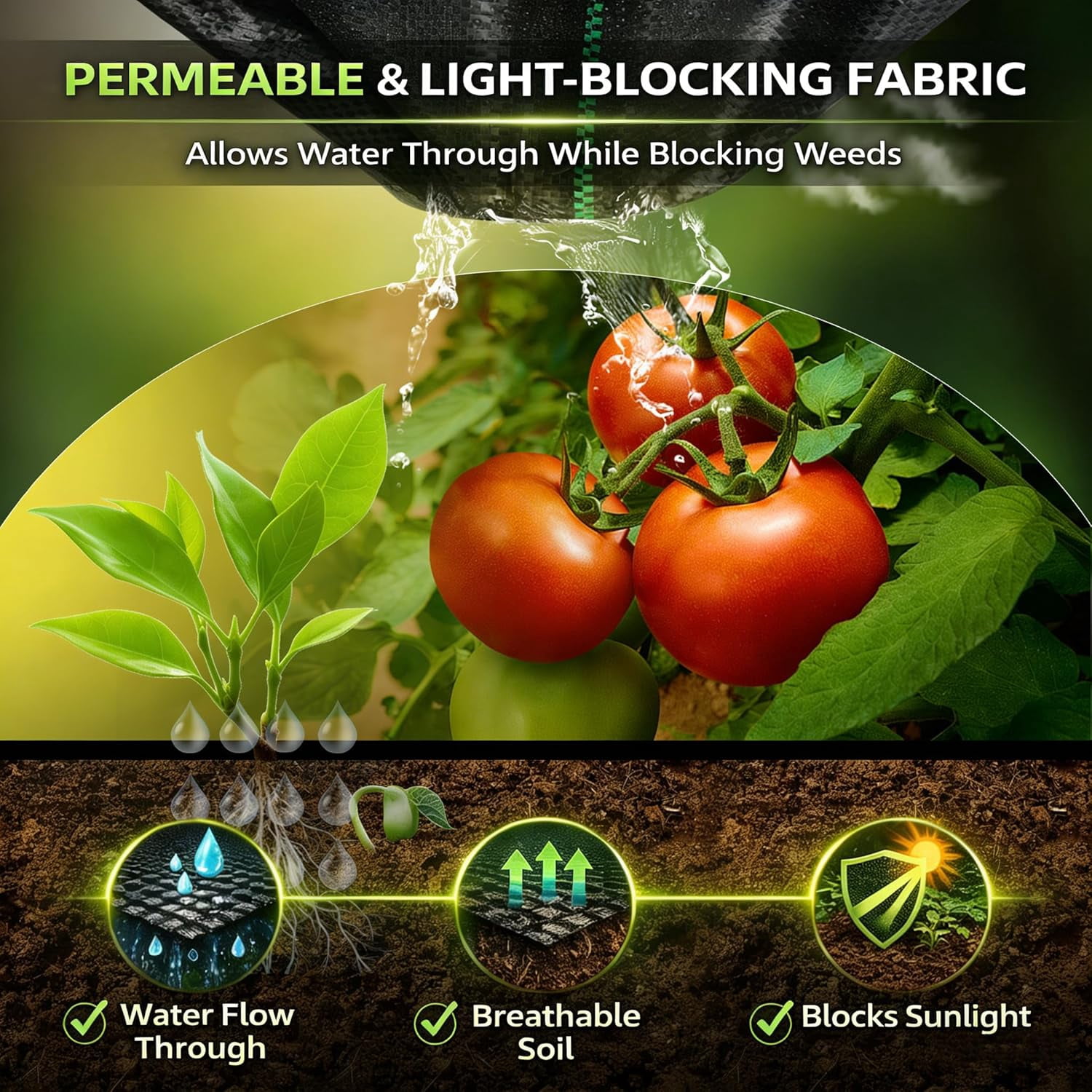 Weed Barrier Landscape Heavy Duty，Garden Weed Barrier，Black Mulch for Landscaping, Weed Blocker Garden Bed Cover Garden Supplies (1.3ft x 100ft)