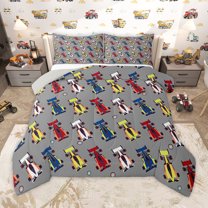 Homewish Colorful Race Car Twin Comforter Set,Extreme Sport,2-Piece Microfiber Reversible