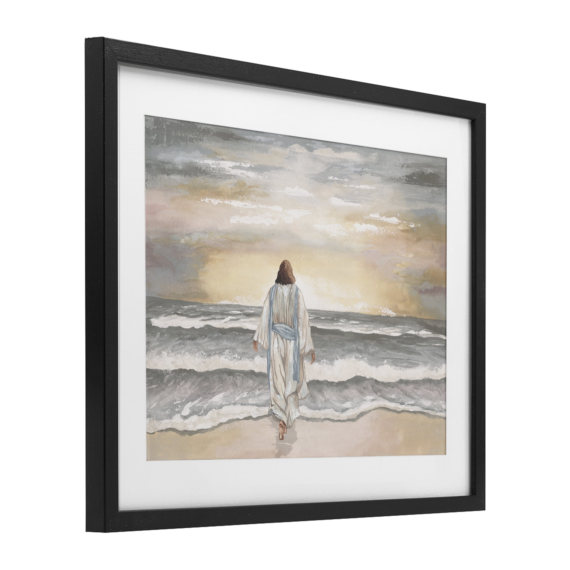 Stupell Industries Jesus Walks The Shore Black Framed Print Under Glass, design by Elizabeth Medley