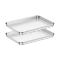 thumbnail image 2 of Baking Sheets 2 Pieces, Bastwe Cookie Sheets Set Stainless Steel Baking Pans Toaster Oven Tray Pans, Rectangle Size 12 Ã— 10 Ã— 1 inch, Rustproof & Healthy & Easy Clean & Dishwasher Safe, 2 of 4