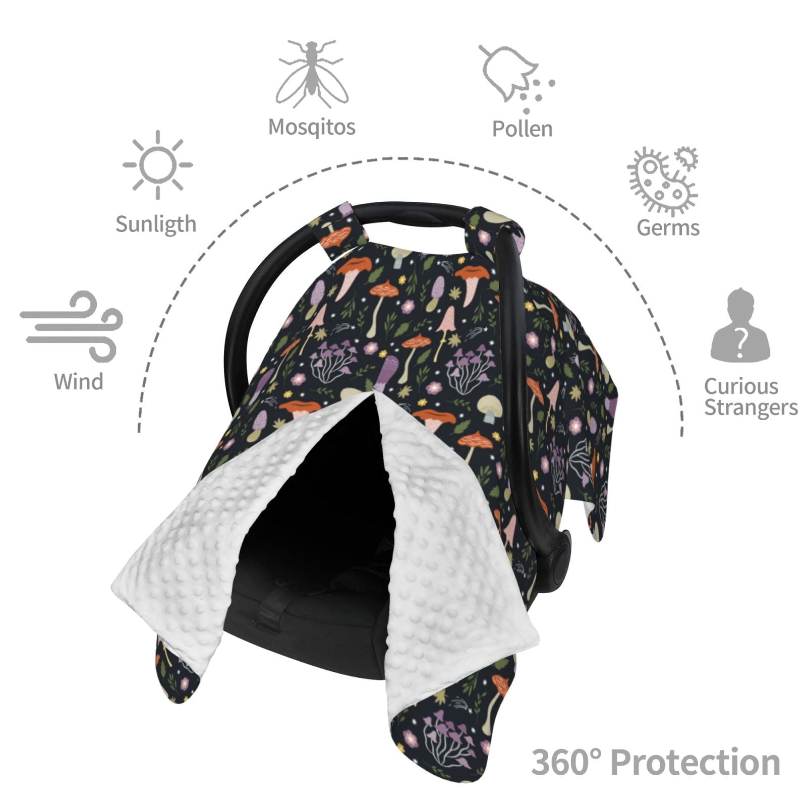 Car Seat Cover Baby - Mushroom print B Breathable Infant Car Seat Cover for Baby Carseat, Lightweight Comfort Baby Essentials Must Haves Newborn Stuff for Girl Boy