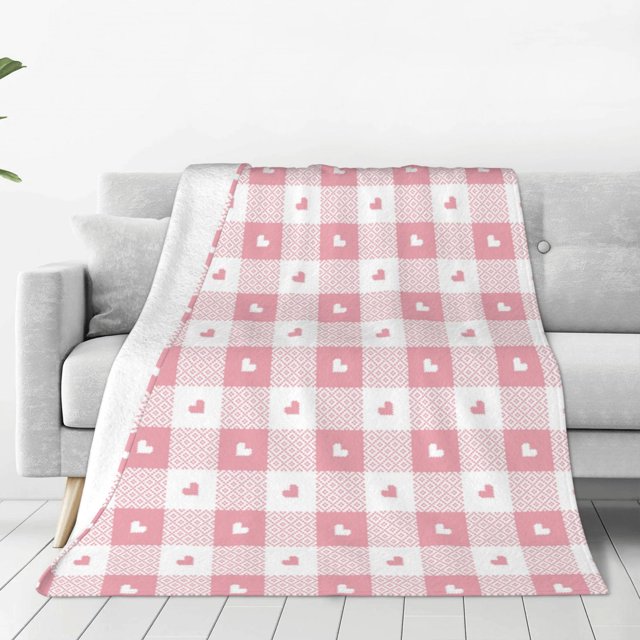 Balery Plaid Heart Manta de Felpa Suave y Acogedora – Cobija de Franela Aterciopelada para Cama, Lavable y Cálida para Sofá, Mascotas, Transpirable-50"x40"