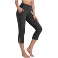 thumbnail image 6 of Cagogo Women's High Waisted Capri Pants with Pockets Solid Casual Streetwear Activewear Slim Fit Cropped Trousers Summer Beach Lounge Work Yoga Bottoms, Black S, 6 of 8