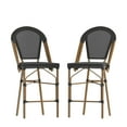 thumbnail image 2 of Emma + Oliver Set of 2 Indoor/Outdoor Bistro 26" High Counter Height Stools, Commercial Grade, Black and Bamboo Finish, 2 of 12