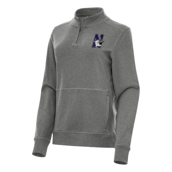 Women's Antigua Heather Charcoal Northwestern Wildcats Crush Quarter-Zip Fleece Sweatshirt