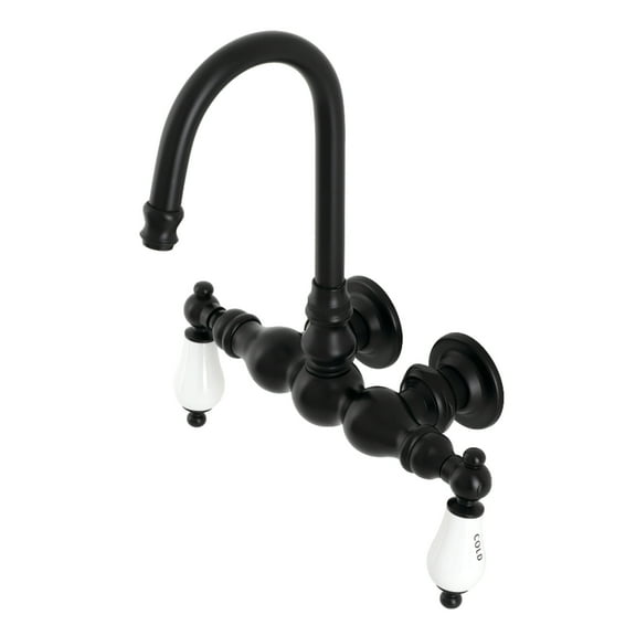 Kingston Brass AE3T0 Aqua Vintage 3-3/8 Inch Wall Mount Tub Faucet, Matte Black