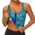 thumbnail image 3 of Pofeuu Beautiful Blue Peacock Print Sports Bra for Women Sexy Vest Yoga Running Gym Fitness Crop Bras Tops-, 3 of 8