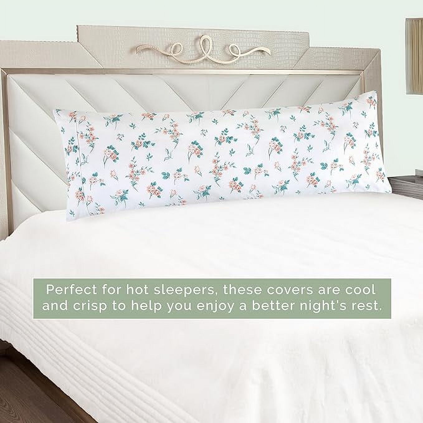 Elegant Comfort Floral Print Body Pillowcase, 1500 Series Hotel Quality Microfiber, Soft and Smooth with Hidden Zipper Closure, Body Pillowcase, Pink Celia
