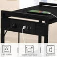 thumbnail image 3 of 2-Tier End Table Record Player Stand with Charging Station and Vinyl Storage Shelf, Black, 3 of 7