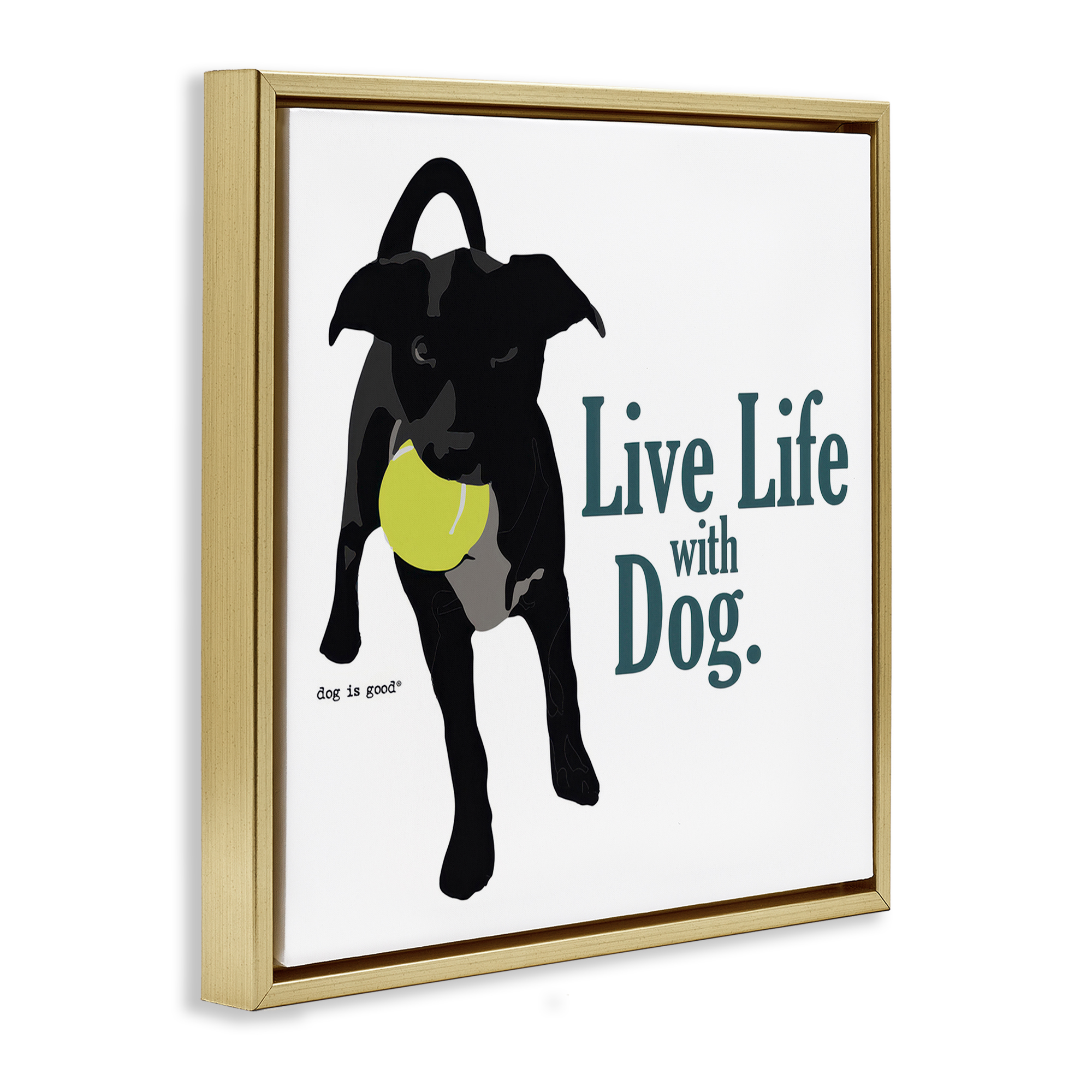 Stupell Industries Live Life with Dog Animals Painting Gold Floater Framed Canvas Art Print Wall Art, 25 x 25