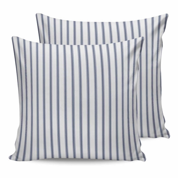 26x26 Pillow Covers Set of 2, Navy Blue Striped Throw Pillow Covers Decorative Couch Cushion Case, Navy Blue White Stripes Farmhouse Microfiber Square Pillowcases for Bedroom Car Living Room