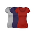 thumbnail image 2 of Emmalise T-Shirt à Manches Courtes pour Femme, Col Rond, Ensemble Économique (3 Pk Hth Gris Violet Rouge Grand), 2 of 4