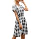 thumbnail image 3 of Vestido con cuello en V, rejilla, vestido sexy, manga corta, ropa de verano para mujer, XL, blanco y negro Vogacara AP001223-24, 3 of 6