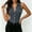 Gray, variant on Women Sleeveless Button Down Shirts V Neck Western Cowgirl Tank Top Summer Casual Slim Fit Cotton Linen Cargo Shirts
