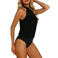 thumbnail image 4 of INSPIRE CHIC Women's Halter Neck Sleeveless Keyhole Mesh Sheer Bodysuit Tops XS Black, 4 of 6