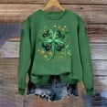 thumbnail image 5 of St. Patrick's Day Sweatshirt for Women LOVE Graphic Four Leaf Clover Print Crewneck Long Sleeve Ribbed Cuffs Festive Holiday Relaxed Fit Pullover, 5 of 7