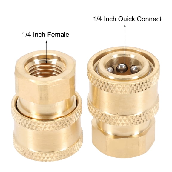 ZEPARO 2pcs Pressure Washer Coupler Brass Fittings 1/4 Inch Quick Connect to Female