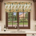 thumbnail image 6 of Sunflower Curtain Valances for Windows, Kitchen Valance Window Treatments Panel 2 Pack, Vintage Bee Gnomes Farmhouse Beige Leaf Rod Pocket Short Curtains for Bathroom Bedroom 42 x 18 Inch, 6 of 8