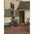 thumbnail image 2 of Bernardus Johannes Blommers 19x24 Gold Ornate Framed and Double Matted Museum Art Print Titled - Neighborly Gossip (C. 1880 - C. 1907), 2 of 4