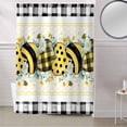 thumbnail image 5 of Fabric Shower Curtain, Summer Bee Daisy Eucalyptus Striped Polka Dot Heart Black Plaid Shower Curtains with 12 Hooks Waterproof Machine Washable Bath Curtains for Bathroom, 54 x 78in, 5 of 6