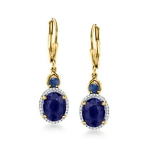 Ross-Simons 4.80 ct. t.w. Sapphire and .17 ct. t.w. Diamond Drop Earrings in 18kt Gold Over Sterling, Women's, Adult