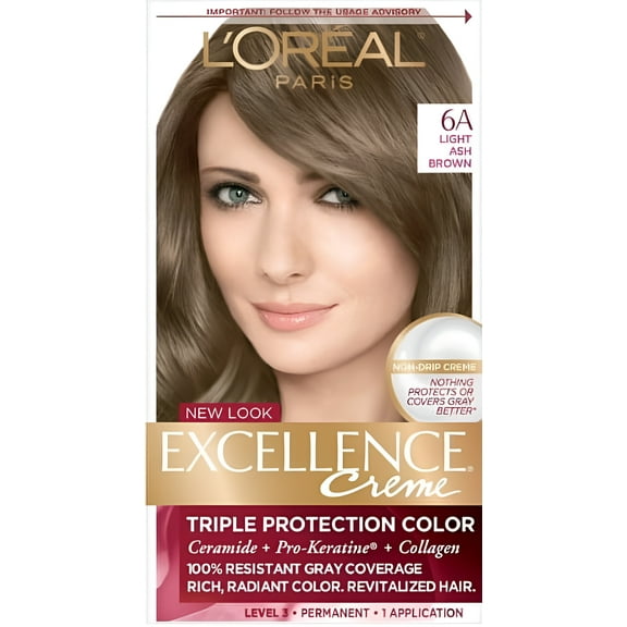 L'Oreal Paris Excellence Creme Haircolor, Light Ash Brown [6A]