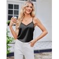 thumbnail image 2 of Ekouaer Women' 2 Pack Lace Silk Satin Pajama Tank Tops V Neck Camisole Soft Spaghetti Strap Tops Loose Sleepwear Black/Champagne Large, 2 of 6