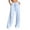 Light Blue, variant on Women's Wide Leg Pants Elastic High Waisted Striped Casual Knit Palazzo Pants Drawstring Lounge Pajama Trousers