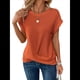 thumbnail image 1 of Camisetas para Mujer, Camisetas Informales con Mangas Murciélago Lisas y Dobladillo Cruzado, Camisetas Ajustadas A Coral M, 1 of 9
