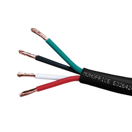 UPC: 0889028155882 | Monoprice Speaker Wire  CL2 Rated  4-Conductor  16AWG  250ft  Black