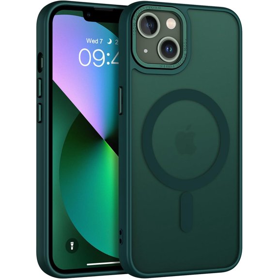 Case for iPhone 14 Case, iPhone 13 Case Magnetic[Compatible with Magsafe], Translucent Matte Back Anti-Scratch Full Protective Cover Shockproof Phone Case for iPhone 14/13 6.1", Green