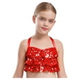 thumbnail image 4 of TiaoBug Kids Girls Sequin Crop Tops with Shiny Metallic Pants Set 2 Piece Jazz Latin Hip Hop Dance Outfits Red 16, 4 of 5