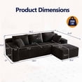 thumbnail image 3 of Nkurdsu 96" Modular Sectional Sofa, Boneless L-Shaped Cloud Couch, No Assembly Required, Modern Corduroy Sofa for Living Room, Black (Right Facing Chaise）, 3 of 8
