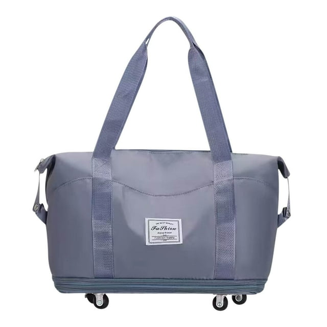Pompotops Sac de Voyage Pliable à Grande Capacité avec Roues, Sac Fourre-Tout de Voyage Extensible avec Séparation Sec et Humide, Sac de Voyage Portable Imperméable en Tissu Oxford pour le Gym, Liquidation de Vacances
