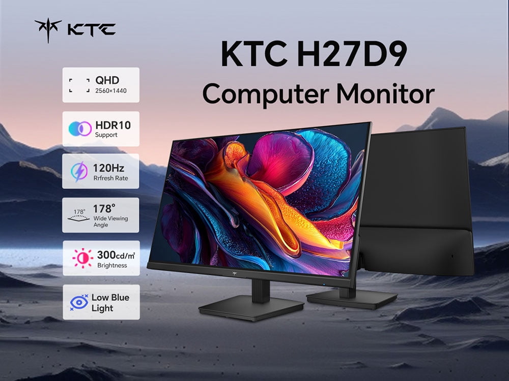 KTC 27 Inch QHD Computer Monitor 100Hz, Up to 120Hz, IPS Panel, 2K