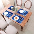 thumbnail image 6 of ZNDUO Placemats, 6 PCS Heat Resistant Stain Resistant Woven PVC Insulation Placemats, Durable Washable Elegant Table Mats for Dining-Blue Watercolor, 18"x12", 6 of 6