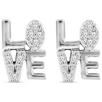 Natalia Drake 1/10 Cttw Diamond Love Stud Earrings for Women in Sterling Silver