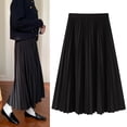 thumbnail image 3 of sunsanly Women Maxi Skirt Elastic High Waist A-Line Long Skirt Solid Color Large Hem Pleated Skirt Work Leisure Skirt Workwear, 3 of 7
