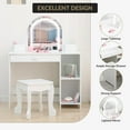 thumbnail image 1 of Tocador infantil 2 en 1 con espejo LED iluminado y taburete – Escritorio de maquillaje y estudio para niñas de 3 a 9 años – Cajón, estantes abiertos y accesorios – Color blanco (con accesorios), 1 of 6