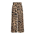 thumbnail image 4 of RUTAYY Women's Pants Wide Leg Leopard Print High Waist Elastic Waist Side Pockets Loose Casual Vacation Trousers Coffee, 4 of 6