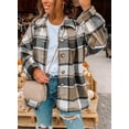 thumbnail image 3 of Asyoly Womens Flannel Plaid Shacket Jacket Long Sleeve Lapel Button Down Color Block Coat Boyfriend Outwear, 3 of 7