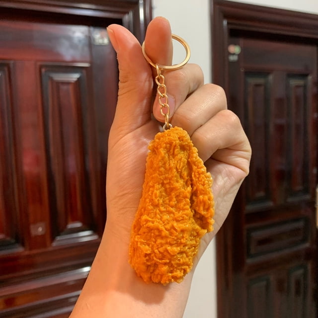Fake Cooked Fry Chicken Keychain Simulation Artificial Food Model Fake Food Props Meat For Kitchen Home Party Decoration Market Food Sample Display (1 Pack)