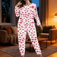 thumbnail image 2 of FDGIU ‌‌‌‌Women's Plus Size Valentine Pajama Set - 2 Piece Long Sleeve Button Down Sleepwear with Heart Print, 2 of 7