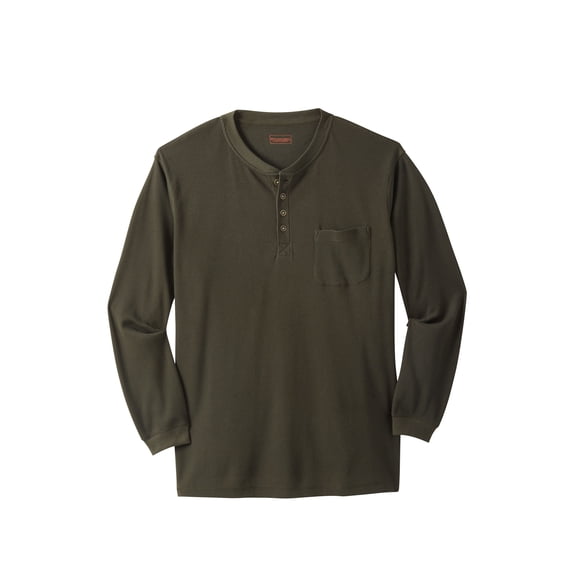 Boulder Creek By Kingsize Men's Big & Tall Thermal Pocket Longer-Length Henley Long Underwear Top