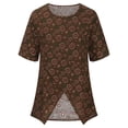 thumbnail image 3 of Chemises à Manches Courtes pour Femmes Été Décontracté Col Rond Irrégulier Manches Courtes Imprimé Chemise Ample Hauts Manches Courtes Femmes Hauts Manches Courtes Col Carré pour Femmes, 3 of 6