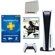 Sony Playstation 5 Disc Version (Sony PS5 Disc) with 12-Month PSN Membership, Ghost of Tsushima - Director's Cut and Microfiber Cleaning Cloth Bundle