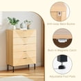 thumbnail image 4 of ANHDAH 5-Drawer 47.24'' Tall Wood Drawer, Modern Fluted Dressers for Bedroom, Living Room, Hallway, Entryway, Natural Oak, 4 of 8
