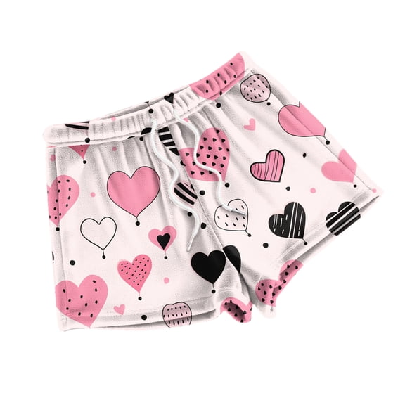 LWavelet Women's Plaid Heart Shorts Drawstring Waist Casual Summer Shorts Light pink L