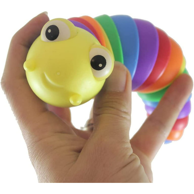 4 Pieces Rainbow Caterpillar Articulated Fidget Toy, Slug Fidget